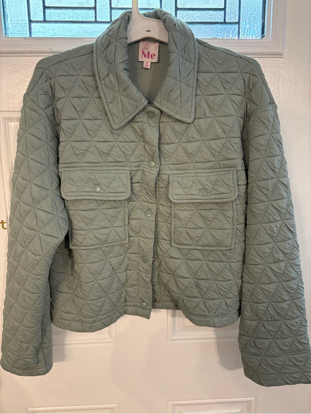 So Me Quilted Puffer Jacket in Sage Green